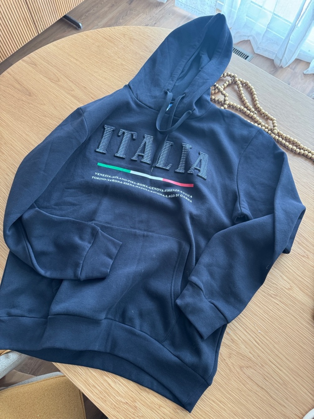 5/5 Italia Black Hoodie with Green-White-Red Tricolor